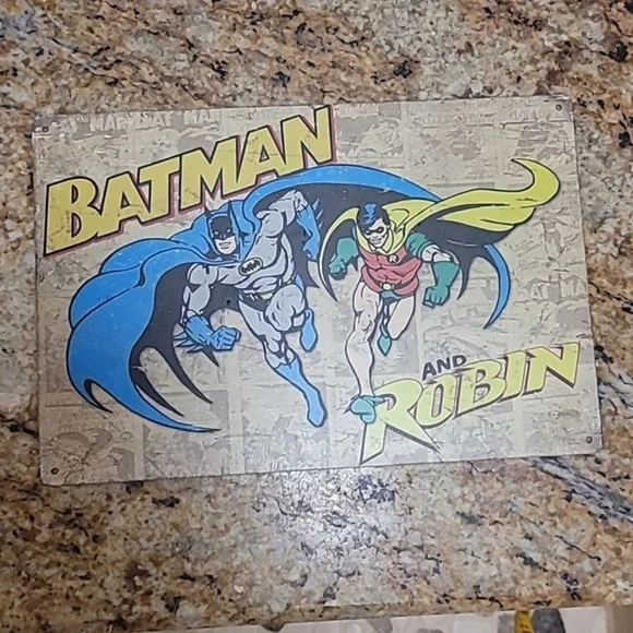 Batman & Robin Metal Sign 12"×8" Super Hero kids Party Decor Boys Room decor‎ - Picture 3 of 5